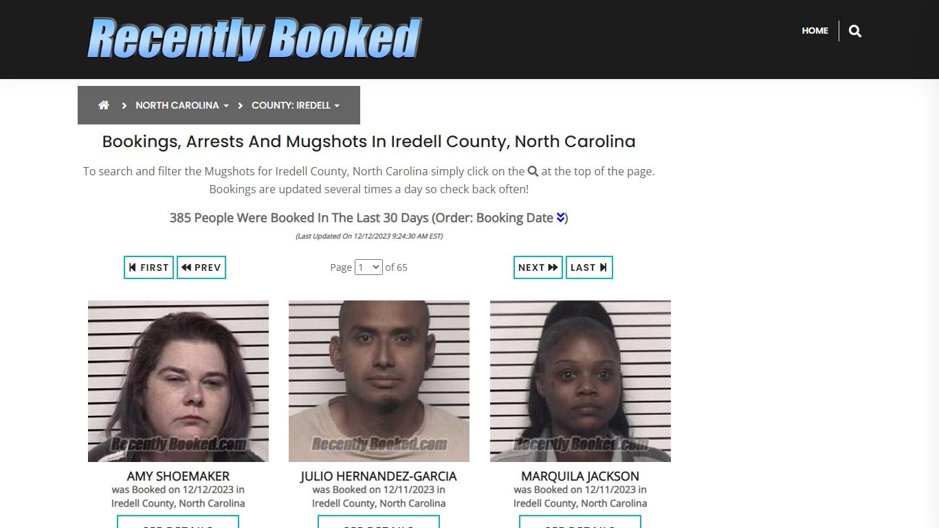 Bookings, Arrests and Mugshots in Iredell County, North Carolina
